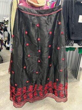 Boston Proper Vintage Skirt Black And Red Size 8